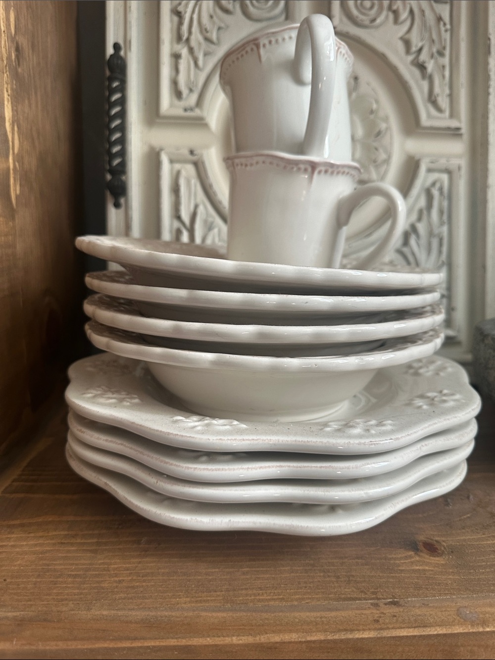 Certified International White Scalloped Ceramic Dinnerware Set